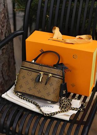 Брендовая женская сумка из натуральной кожи vanity pm monogram reverse canvas | premium качество