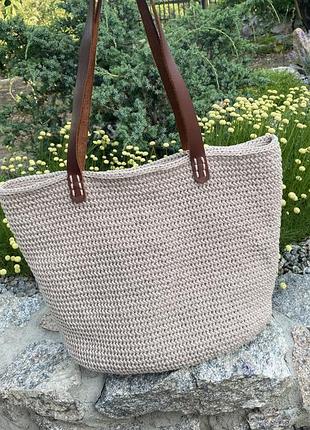 Сумка шопер в’язана шнур рафія
