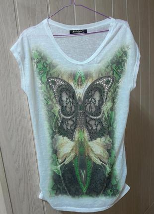Крутая футболка с рисунком, с пайетками, стразами от matstyle,m/l