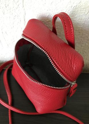 Сумка-рюкзак 29535 /италия/ мини натуральная кожа красный5 фото
