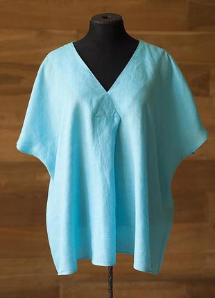 Блакитна лляна блуза жіноча taifun, розмір l, xl