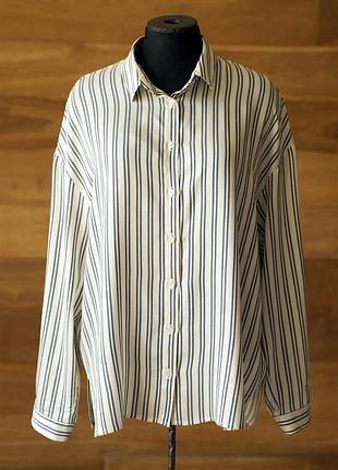 Молочна шовкова блузка в смужку жіноча cappellini, розмір l, xl