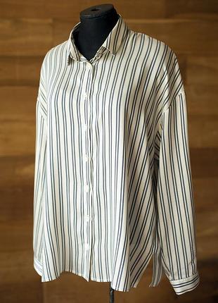 Молочна шовкова блузка в смужку жіноча cappellini, розмір l, xl3 фото