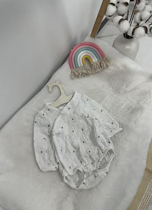 Классный муслиновый боди m&s, боди, боды с рукавом, муслин