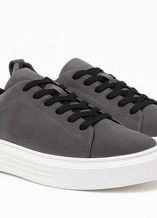 Чоловічі кеди кросівки starmi з натуральної шкіри та замші сірі з білою підошвою 41 42 43 розмір