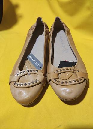 Женские кожаные балетки marco tozzi
