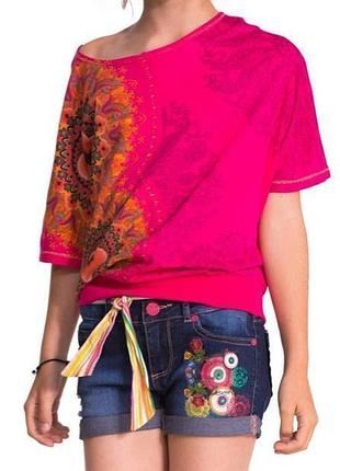 Шикарна дитяча віскозна футболка рожевого кольору desigual 7/8 років made in india