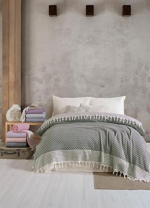 Мягкое хлопковое покрывало moss 210 x 230 см,ассортимент цветов