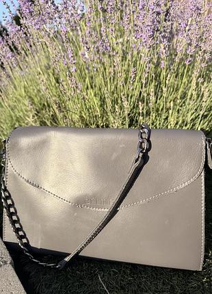 Сумка шкіряна, сіра