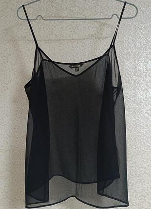 Прозрачный черный топ майка на бретелях бренд массемо дутте massimo dutti eur 40