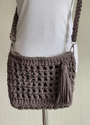 Вʼязана літня сумка з трикотажної пряжі