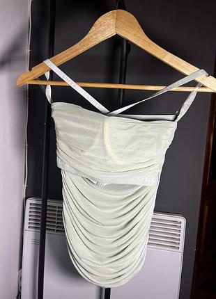 Комплект oh polly mint green mesh co-ord топ-бралет и облегающая юбка3 фото