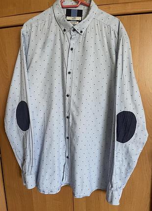 Приталена бавовняна сорочка ( котонова) lc waikiki чоловіча розмір xl з накладками довгі рукава