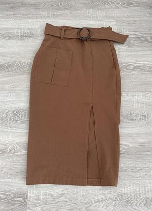 Спідниця міді кольору кемел