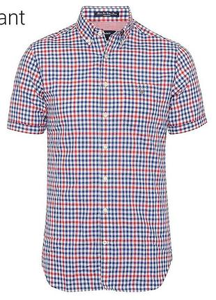 Чоловіча літня сорочка gant o. river inn linen mix≥ short sleeve shirt in navy оригінал