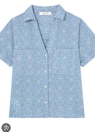 Невероятная нежно-голубая легкая блуза прошва