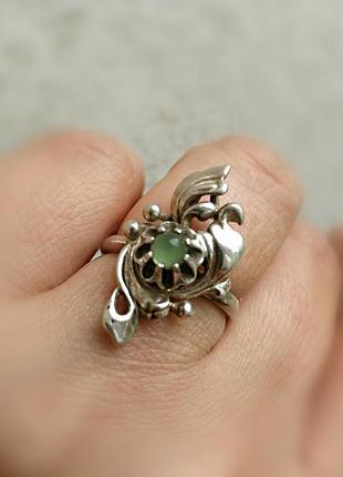 Срібне кольцо з хризопразом, 925 проба