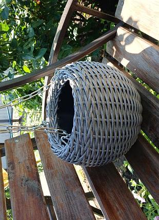Кашпо подвесное из ротанга 6