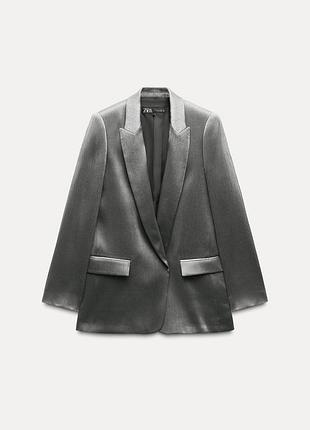 Прямий подовжений жатий блейзер піджак zara