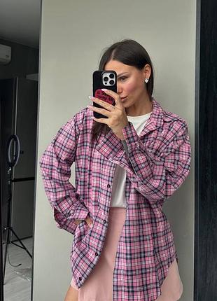 Картата фланелева сорочка oversize, клетчатая рубашка оверсайз