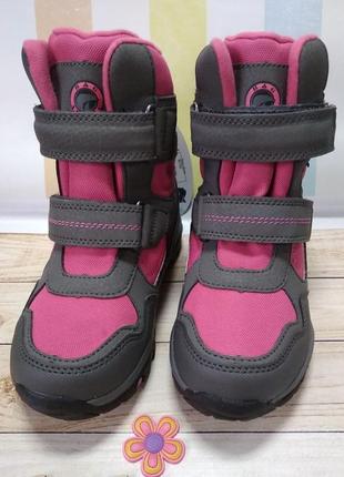 Зимние термо ботинки для девочек серо-розовые 28рр1 фото