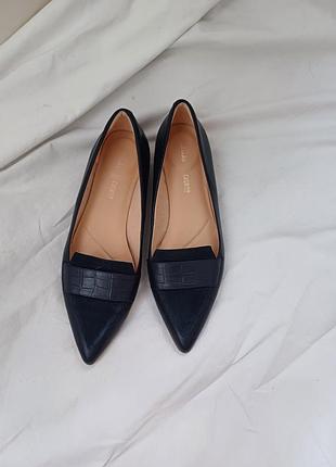 Туфли закрытые с острым носком лоферы темно-синие 39 39 1/2 39,5 39.5 clark's clarks