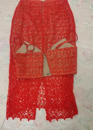 Комплект, костюм топ+ юбка ажурные, бренда " new look premium",uk 6-8, полиэстер.2 фото