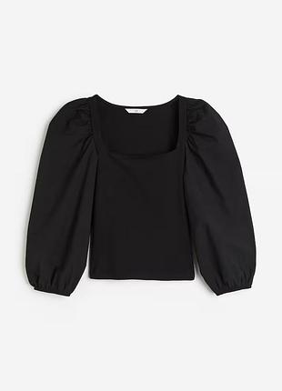 Топ женский черный с рукавами-фонариками h&m -xs