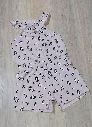 Ромпер george 4-5 лет. 104/110 песочник летний комбинезон шортами комбез на девочку классный красивый леопардовый принт комбенизон розовый