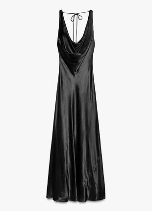 Чорна атласна сукня довга zara new