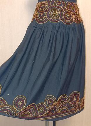 Шикарна спідниця з бавовни з вишивкою бісером