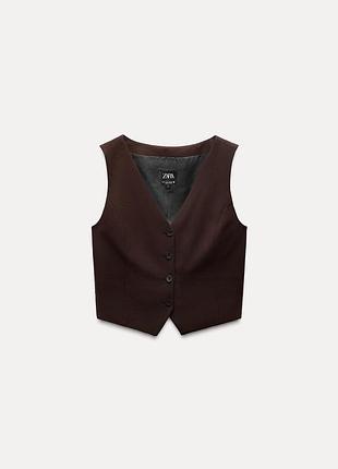 Жилет з розрізами zara коричневий
