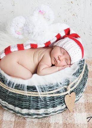 Кошик плетений  для фотосесій немовлят у стилі прованс темно-сірий  55х23см. (на замовлення)