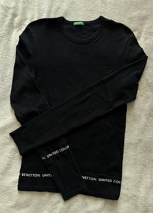 Темно-синій лонг реглан лонгслів united colors of benetton