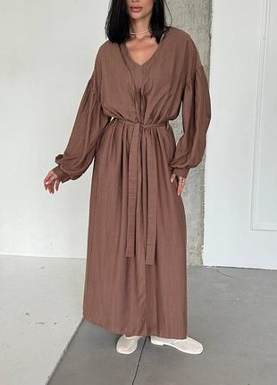 Летний костюм длинный кардиган и платье свободного кроя жатка премиум качества 🪡🇺🇦 42-44-46-48-50