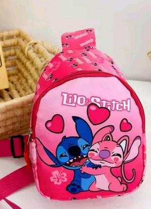 Нагрудна сумка бананка lilo & stitch рожева