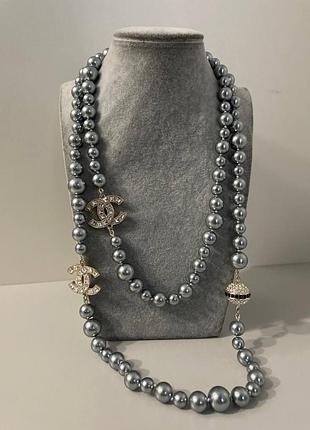 Брендове намисто з сірими перлинками