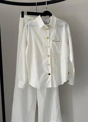 Костюм брючный двойка люкс качество, белого цвета