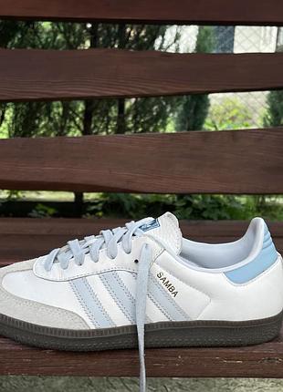 Оригінальні adidas samba og white halo blue, самба адідас, адидас