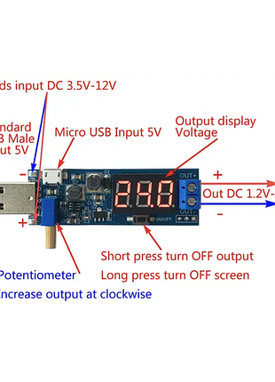 Комбінований понижуючий/підвищуючий перетворювач usb dc-dc 3.5-12в - 1.2-24в
