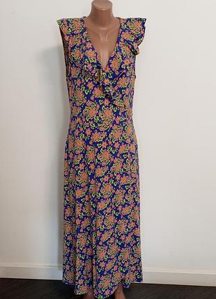 Довга сукня -халат на запах з карманами,нова розмір 16-18
 100%.  віскоза