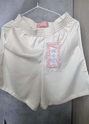 Сатинові жіночі пісочні шорти на резинці з кишенями jjxx