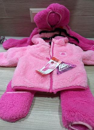 Snozu pink girls baby infant, комплект із 2 предметів: флісова куртка та зимовий комбінезон, розмір9/12  місяців.