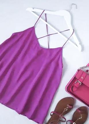Майка в бельевом стиле топ на тонких бретелях сиреневая фиолетовая майка на бретелях