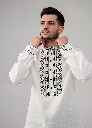 Вышиванка мужская (539) белого льна