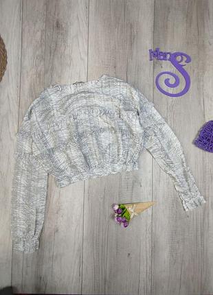 Женская кружевная блузка zara с длинным рукавом серая размер m