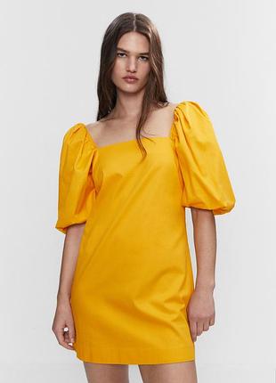 Яскрава літня сукня з натуральної тканини mango плаття рукави буфи ліхтарики коротке