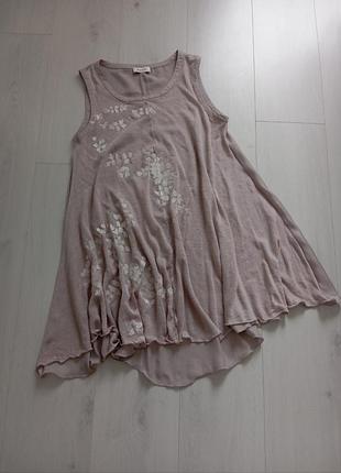 Плаття трапеція шовк +льон