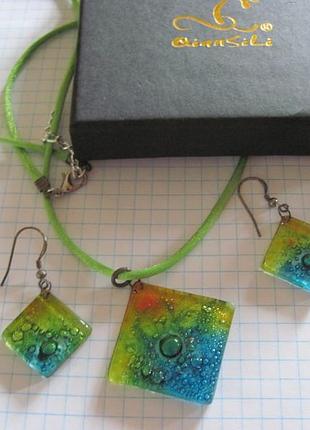 Кулон и сережки. муранское стекло. мурано.