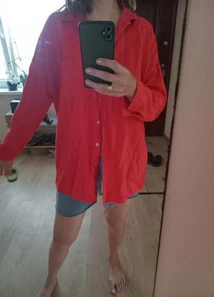 Рубашка красная оверсайз